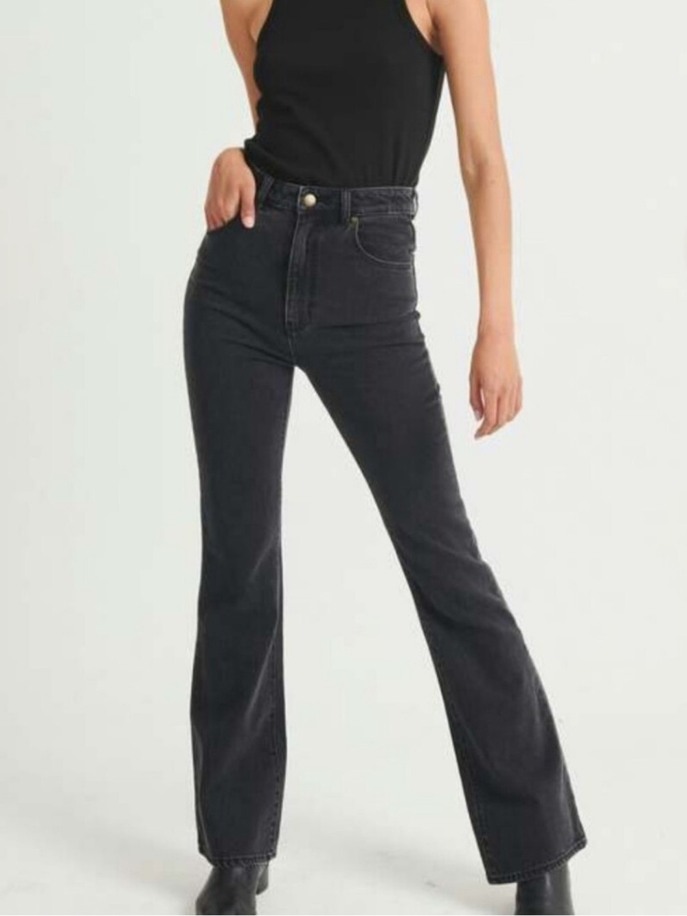 ROLLA'S Dusters Bootcut Washed Black High-Rise Jeans